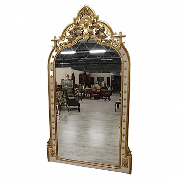 Lacquered wood mirror gilded with gold leaf, 19th century
