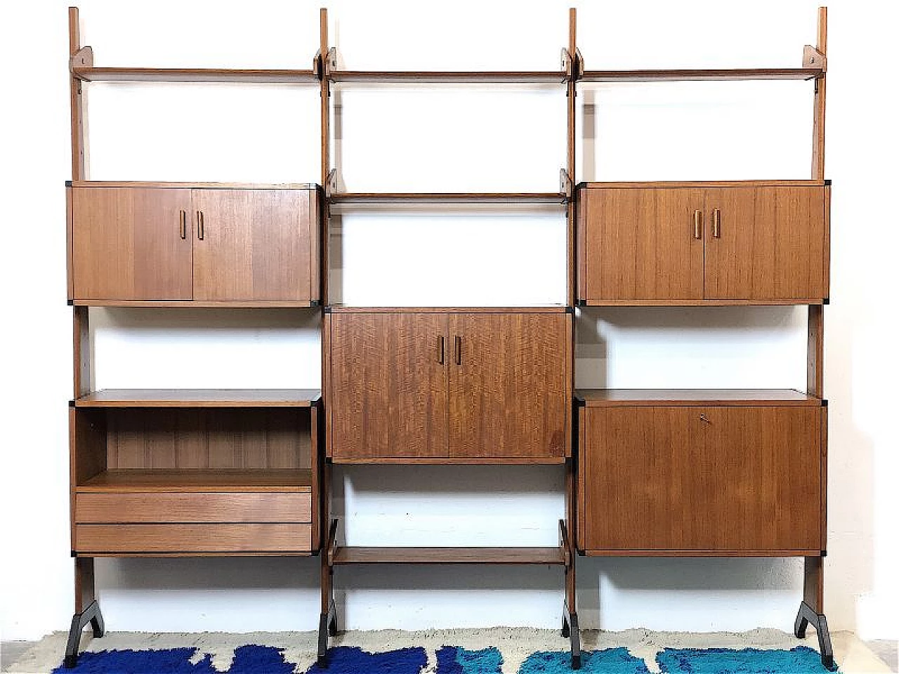 Three-bay bookcase by Vittorio Dassi, 1960s 3