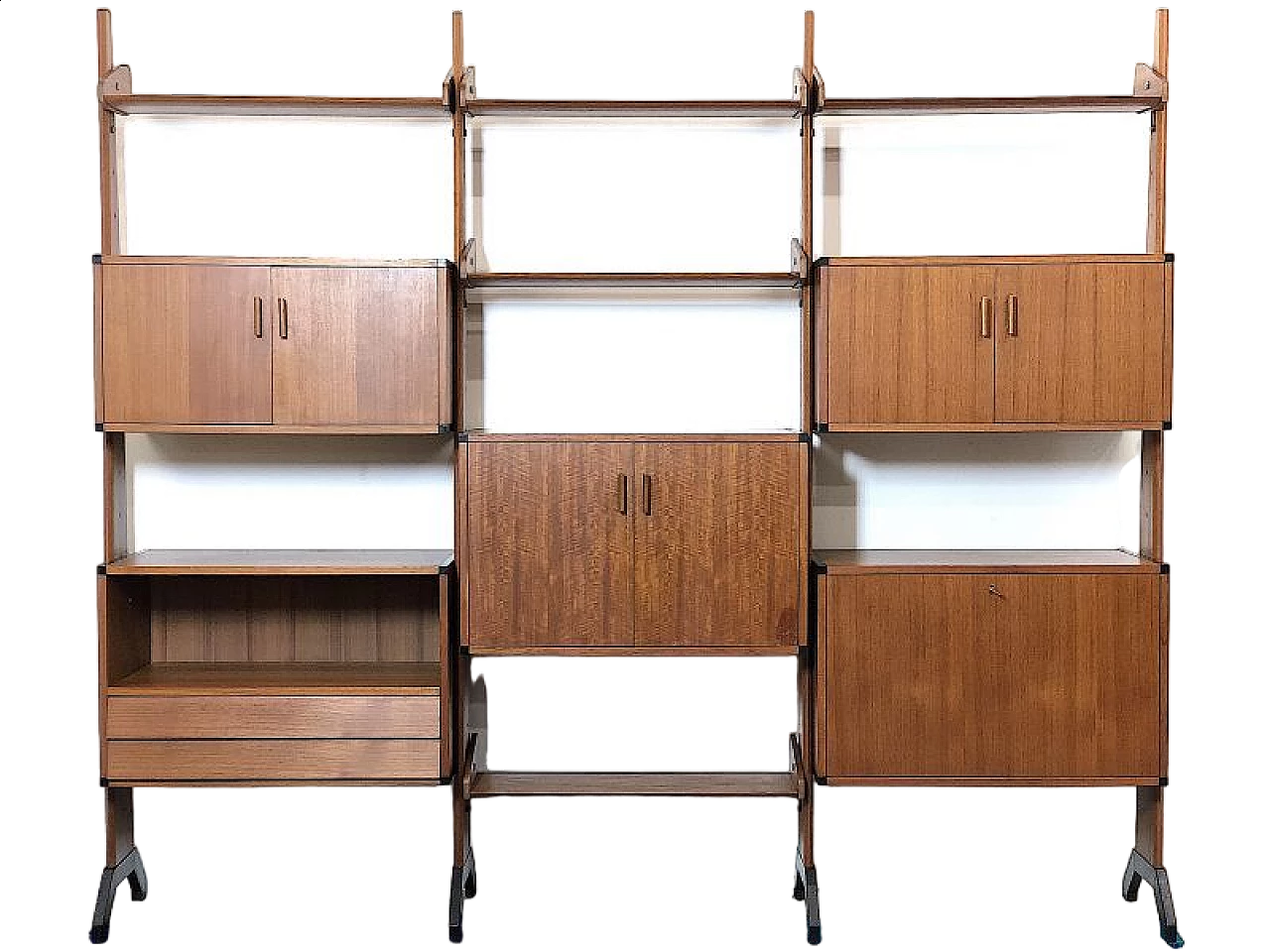 Three-bay bookcase by Vittorio Dassi, 1960s 17