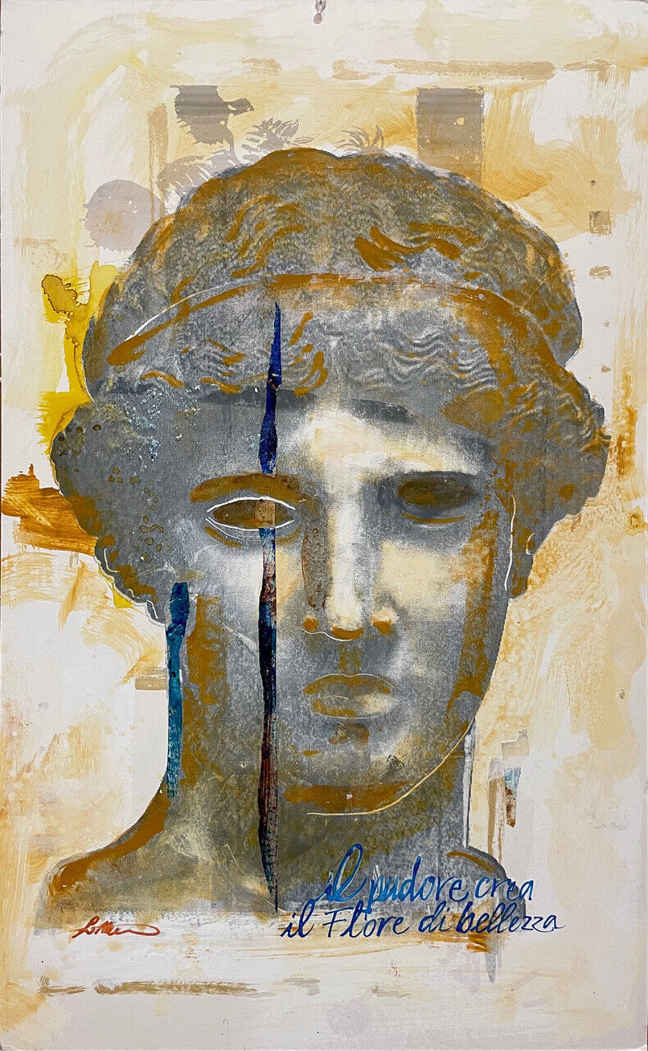 Afrodite, mixed media on hardboard, by Alessandro La Motta, late 20th century 5