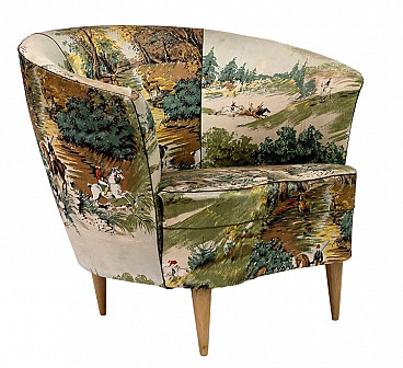 Wood and fabric armchair by Gio Ponti for Casa e Giardino, 1950s