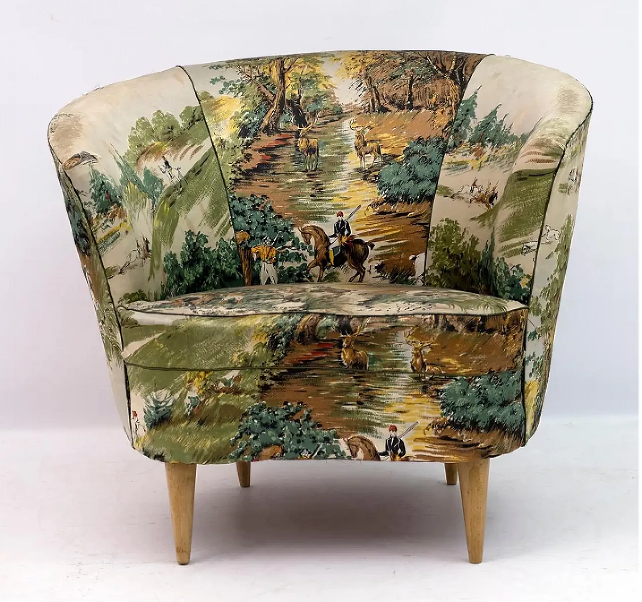 Wood and fabric armchair by Gio Ponti for Casa e Giardino, 1950s 2