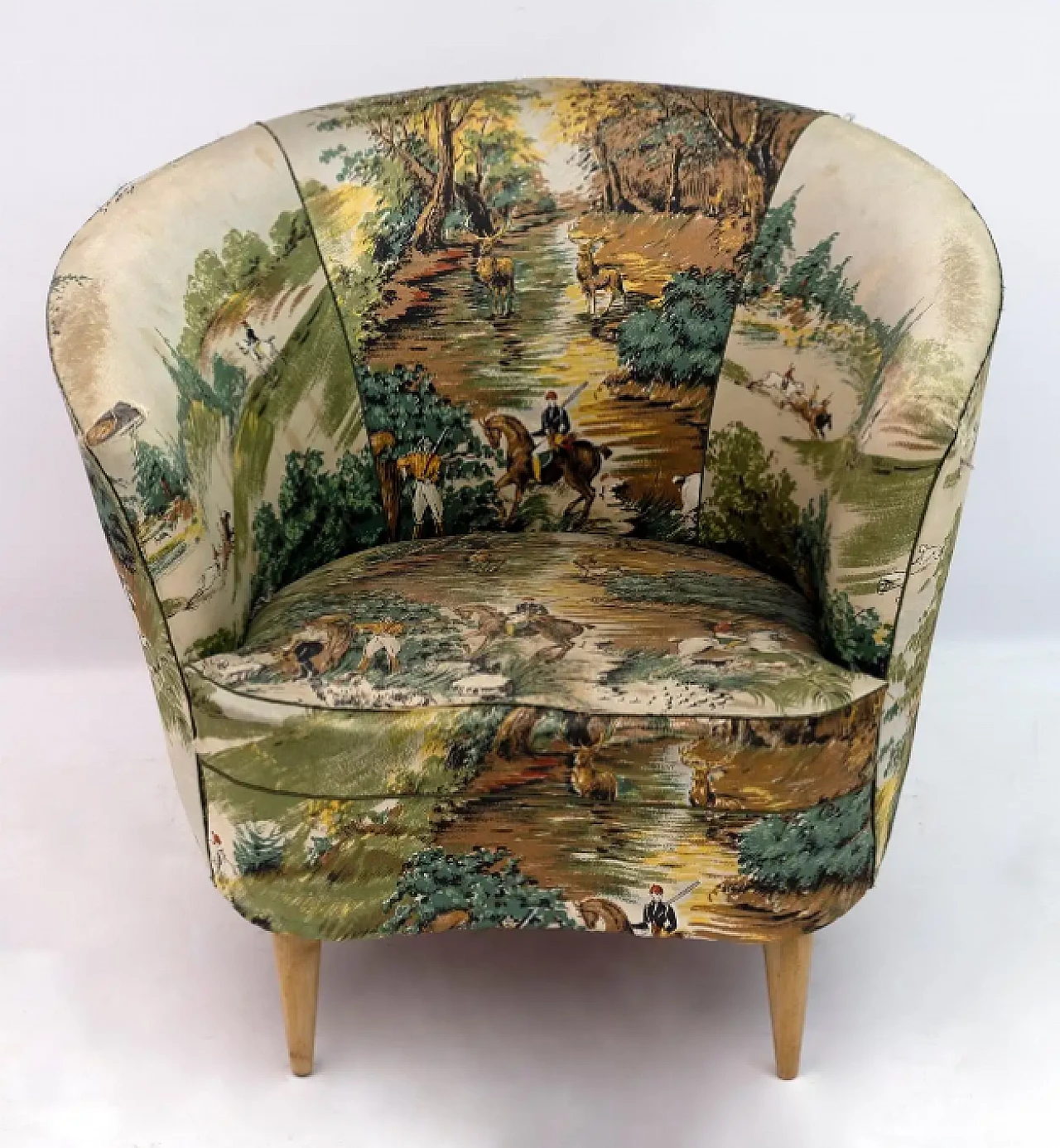 Wood and fabric armchair by Gio Ponti for Casa e Giardino, 1950s 3