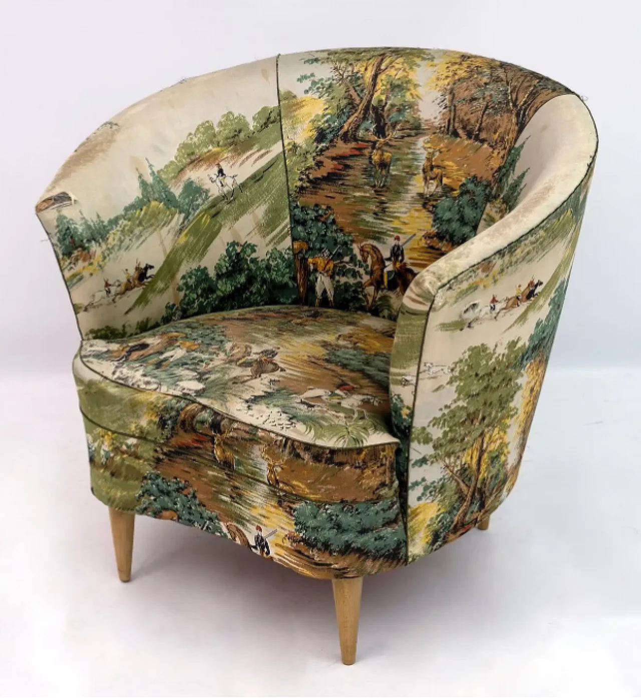 Wood and fabric armchair by Gio Ponti for Casa e Giardino, 1950s 4