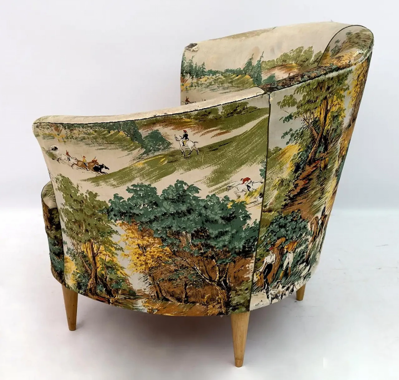 Wood and fabric armchair by Gio Ponti for Casa e Giardino, 1950s 5