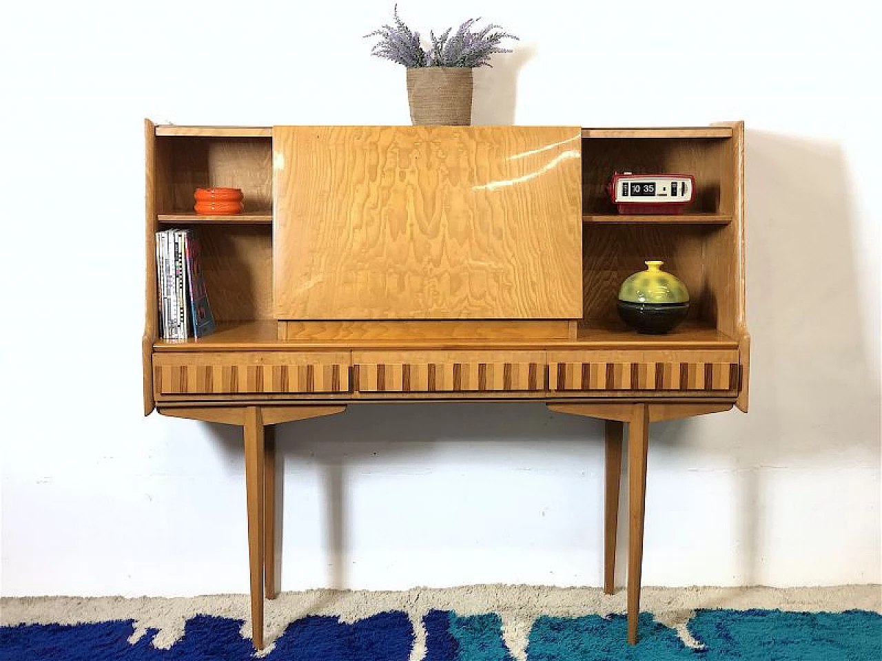 Beech and walnut cabinet, 1960s 1