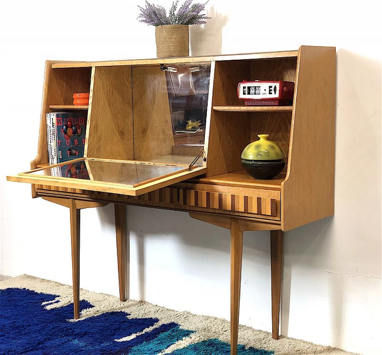 Beech and walnut cabinet, 1960s 2