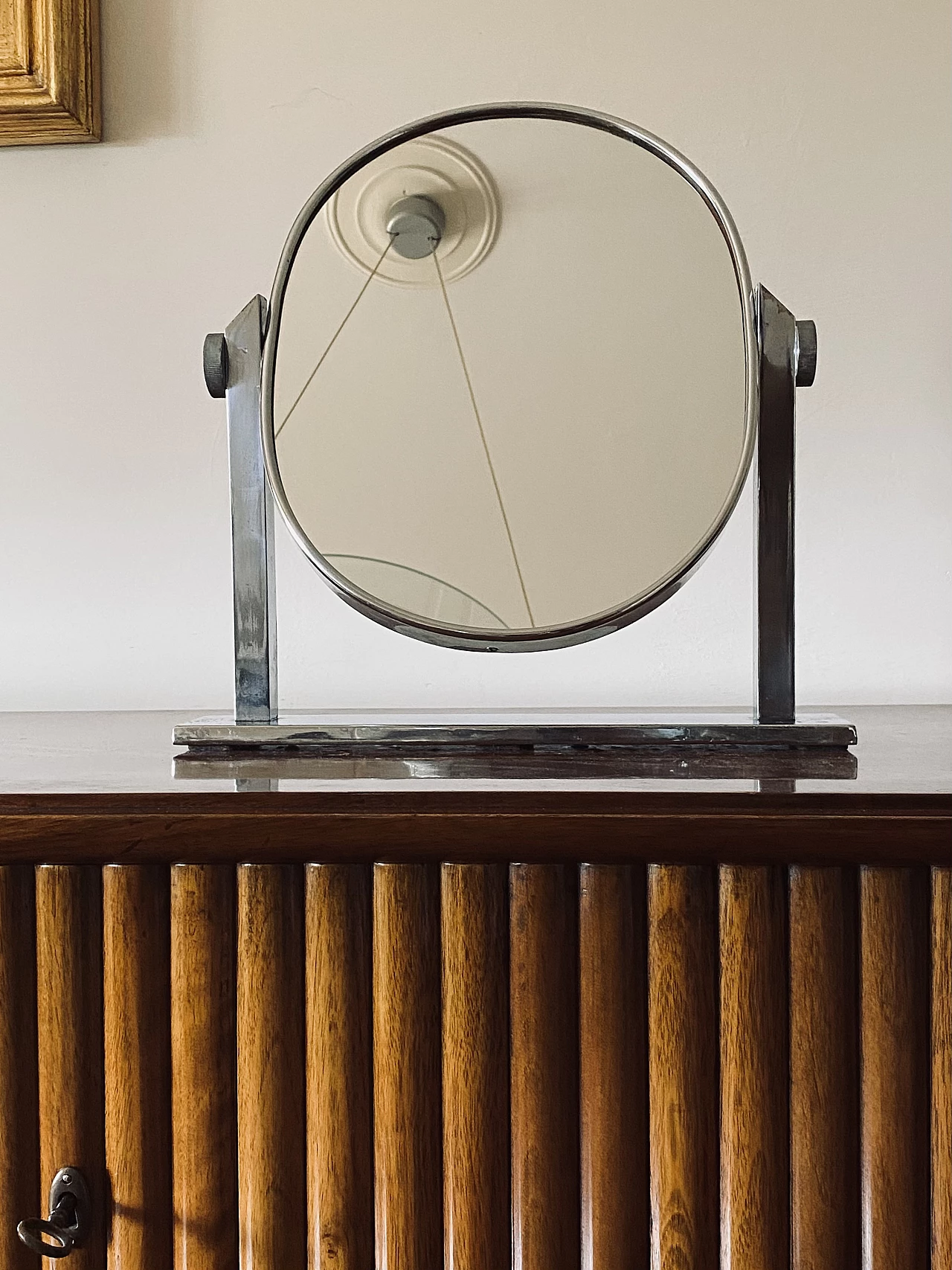 Nickel-plated brass table mirror, 1960s 5