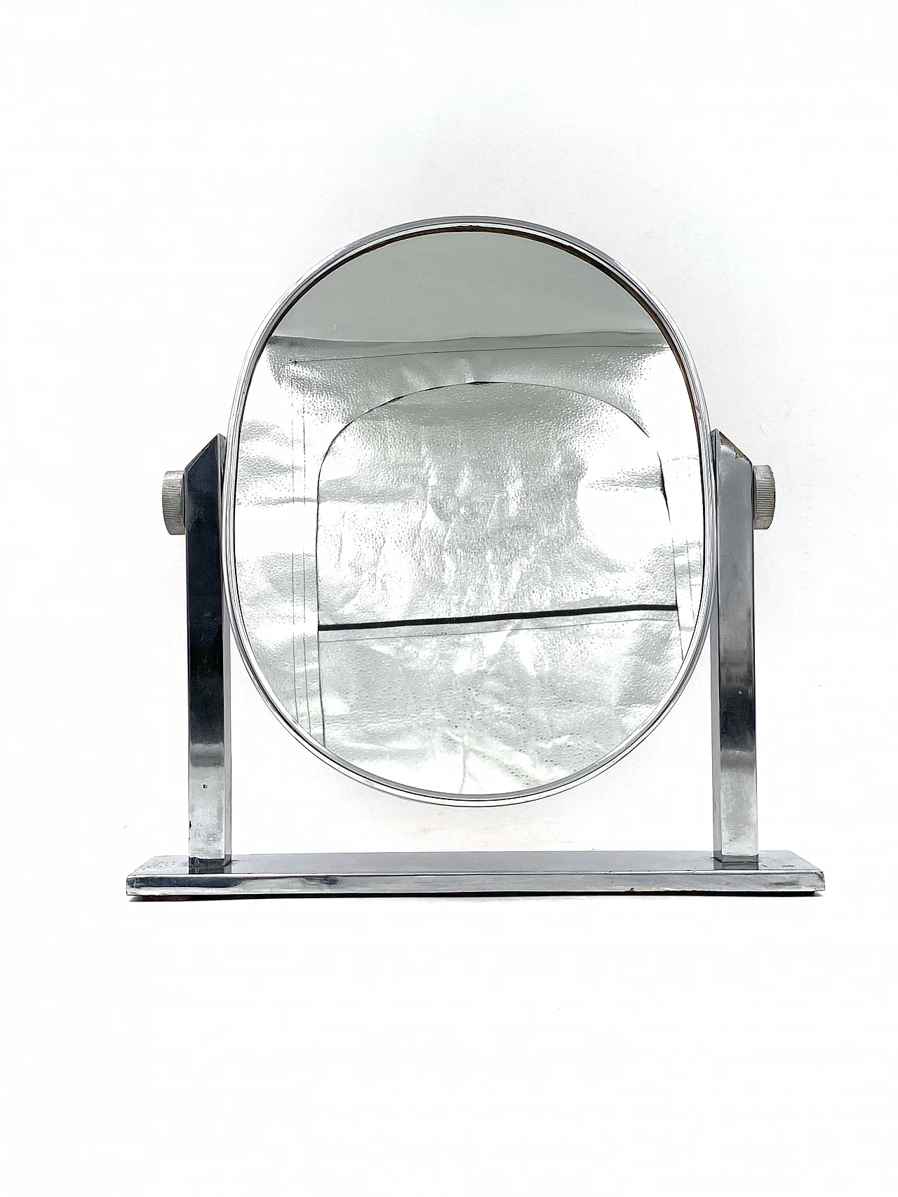 Specchio da tavolo in ottone placcato nichel, anni '60 23