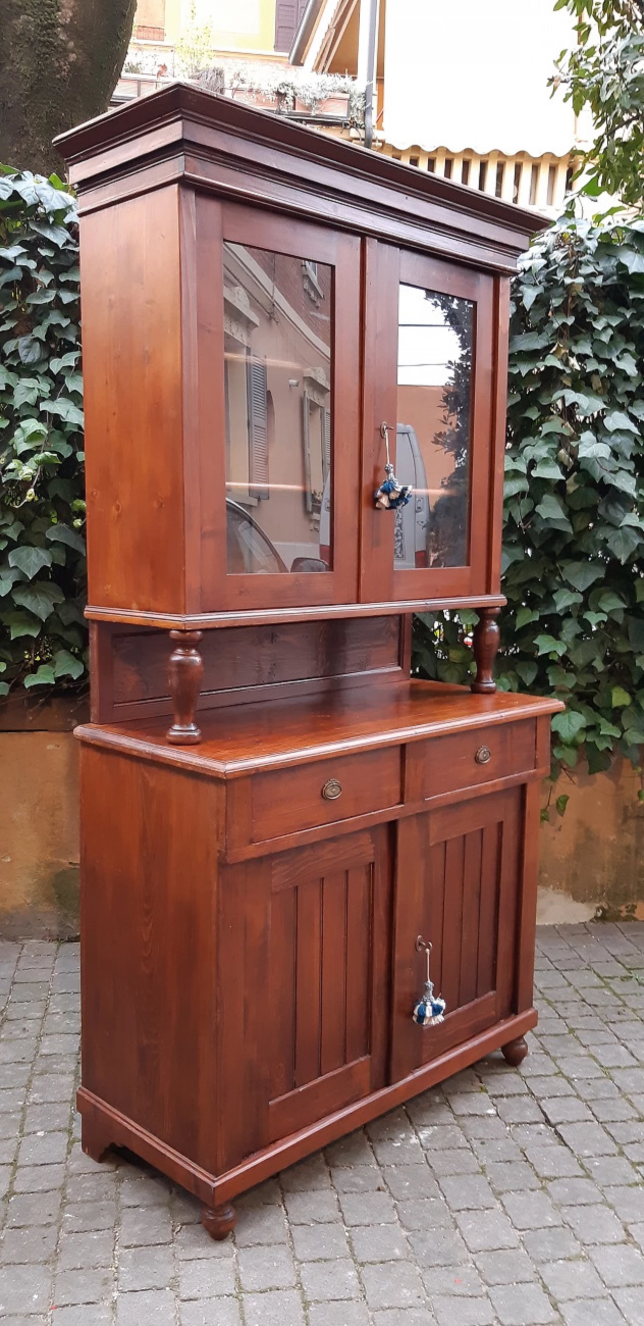 Vetrina a due corpi in legno di larice, '800 3