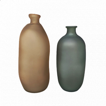 Coppia di vasi in vetro di Murano colorato di Dogi, anni '70