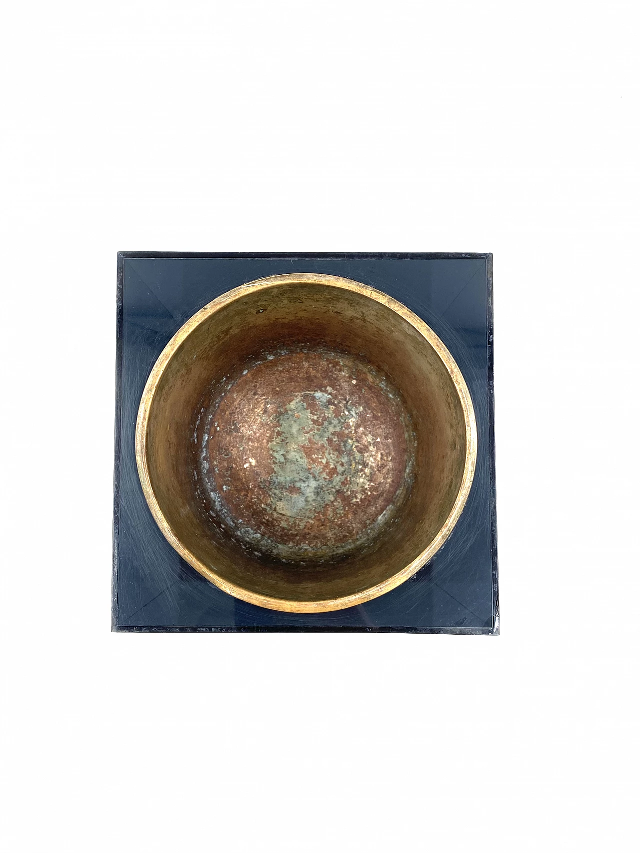 Blue plexiglass and brass ice bucket, 1970s 16