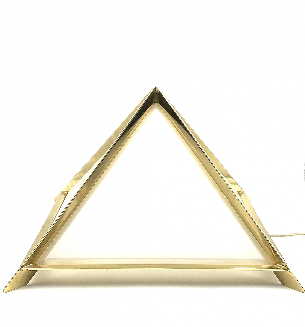 Brass and glass pyramidal table lamp by Christos, 1970s 5