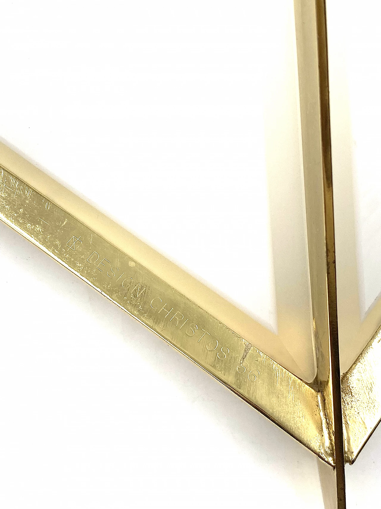 Brass and glass pyramidal table lamp by Christos, 1970s 12