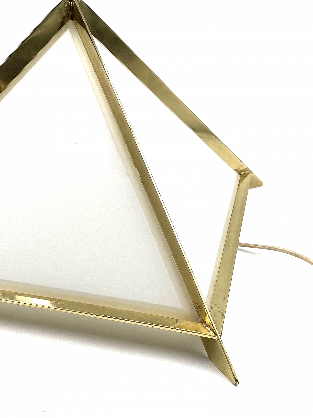 Brass and glass pyramidal table lamp by Christos, 1970s 19