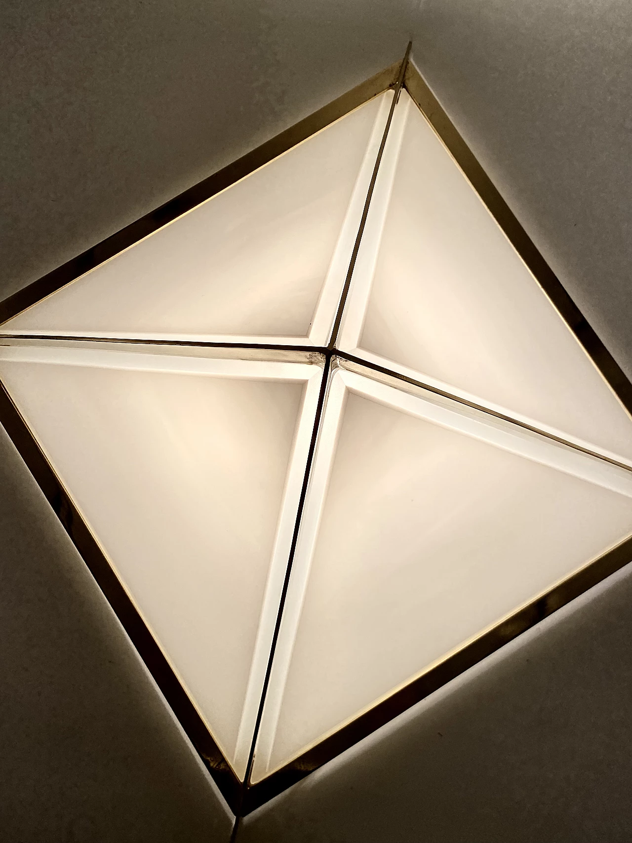 Brass and glass pyramidal table lamp by Christos, 1970s 22