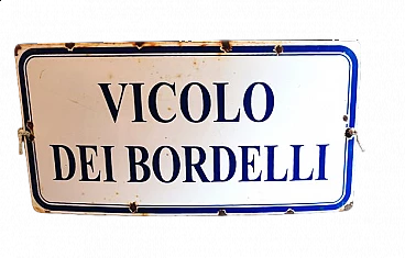 Insegna stradale in metallo smaltato, anni '30