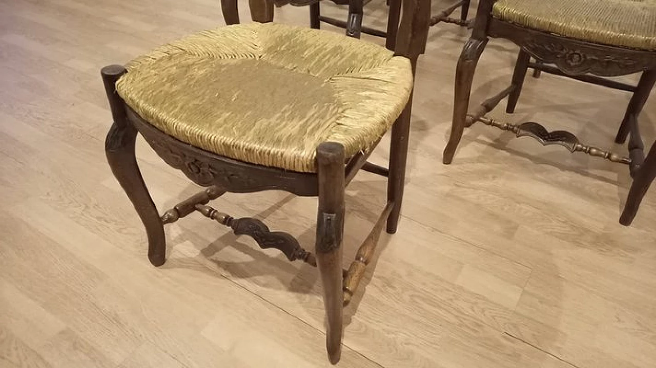 6 Oak chairs and walnut extendable table, 19th century 11