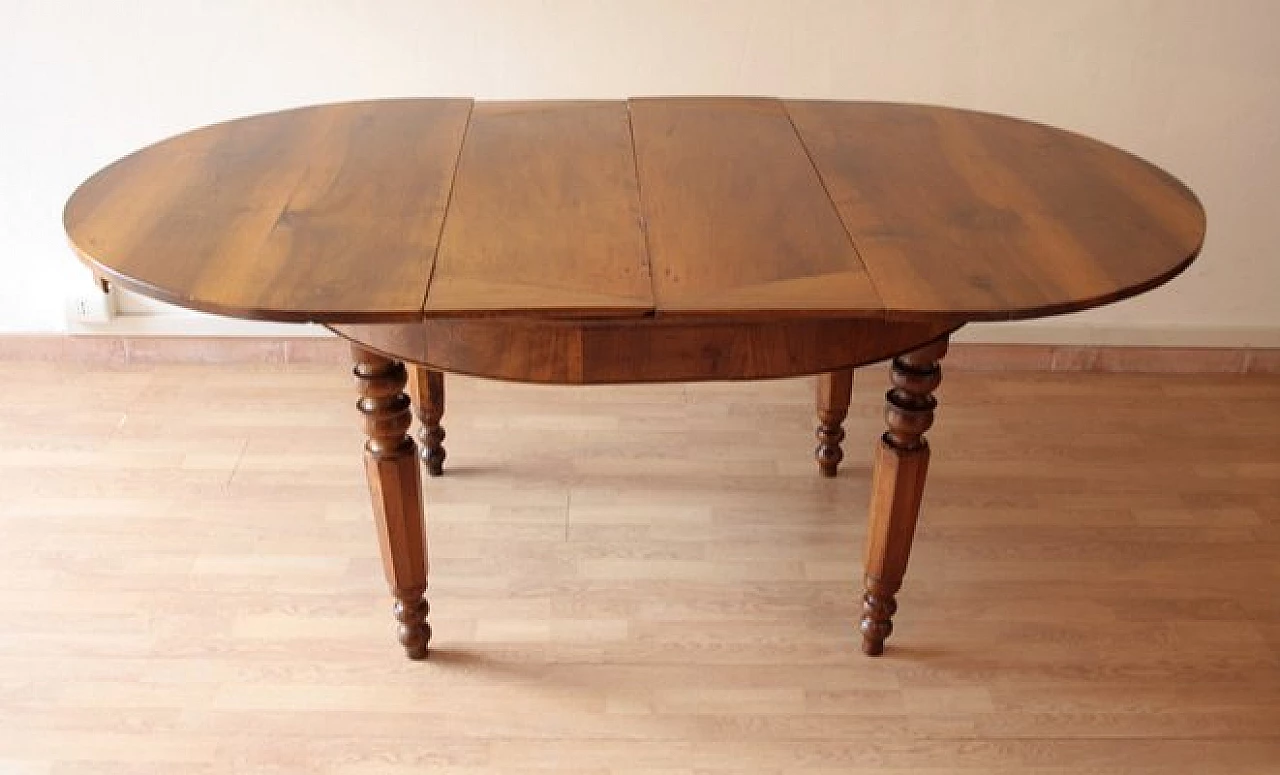 6 Oak chairs and walnut extendable table, 19th century 14