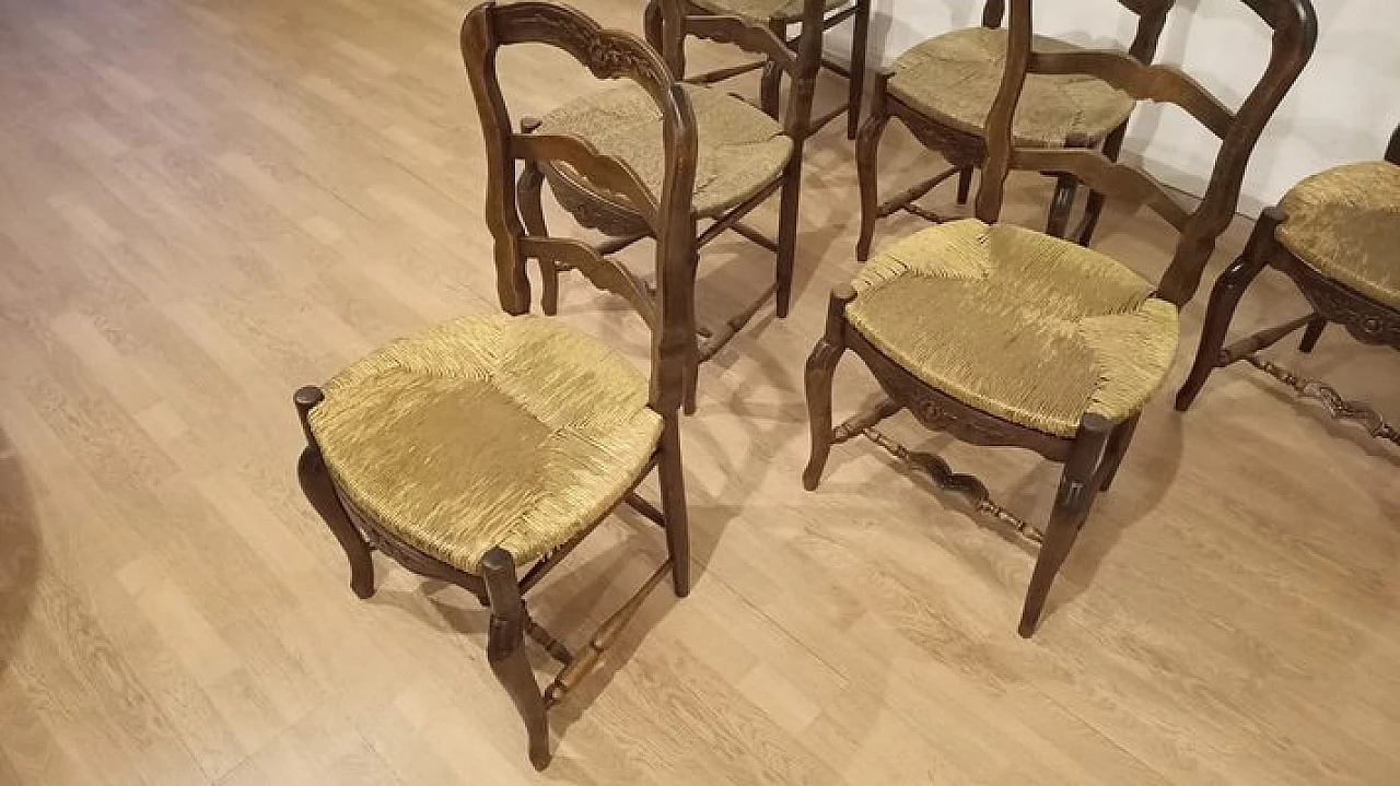 6 Oak chairs and walnut extendable table, 19th century 15