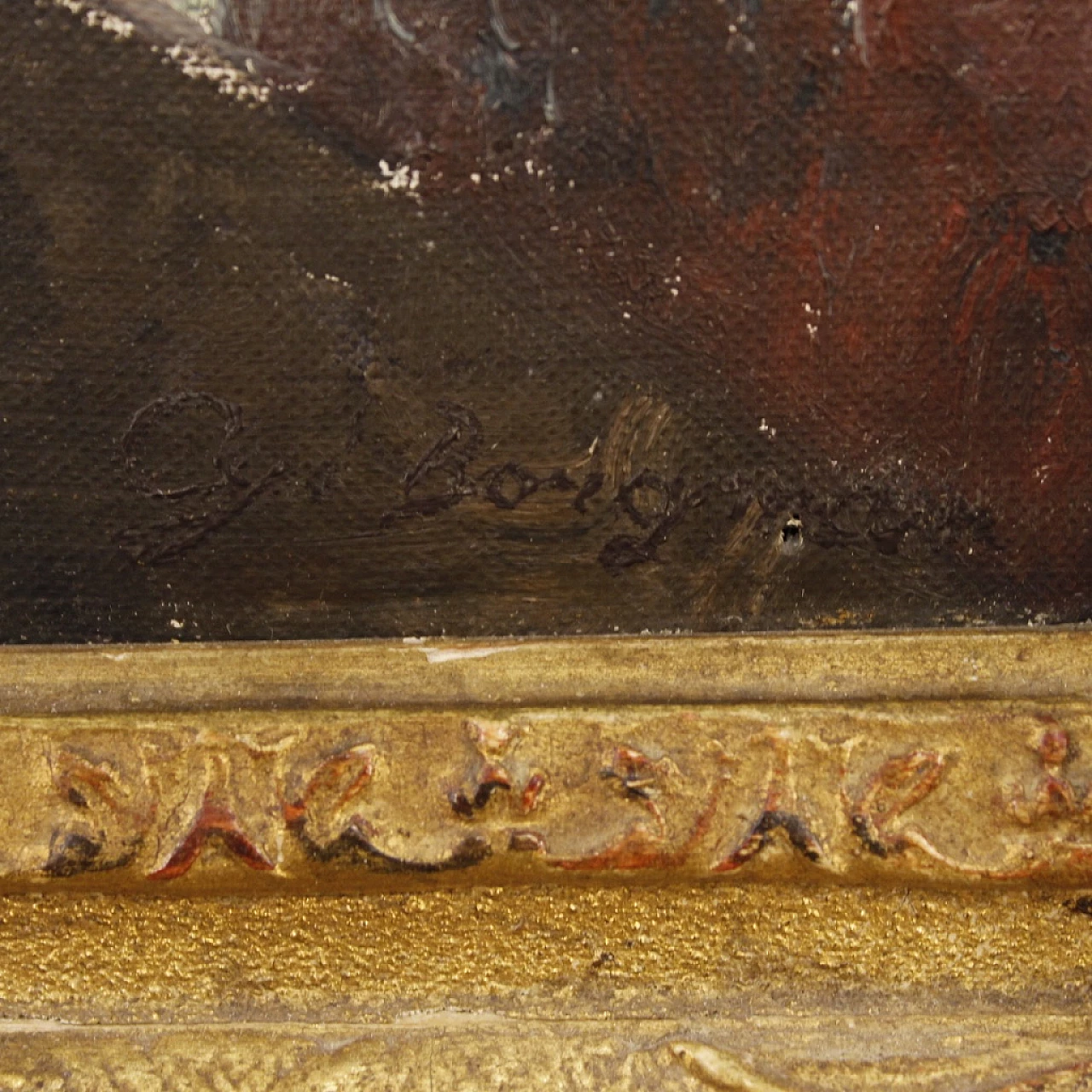 Dutch Impressionist-style painting of a view of a cathedral, oil on canvas, 1960s 3