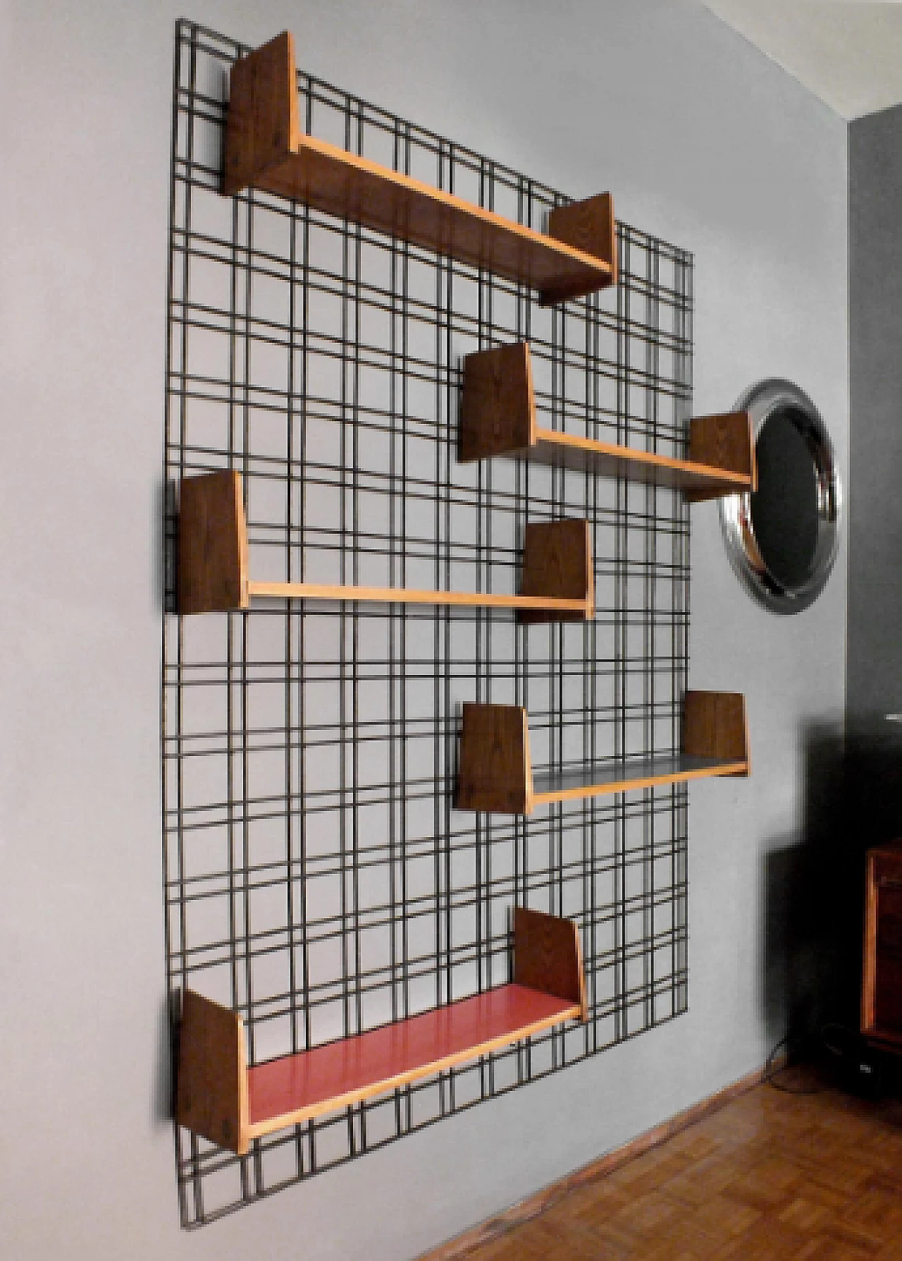 Iron bookcase with walnut shelves by Gio Ponti for PFR Studio, 1950s 2