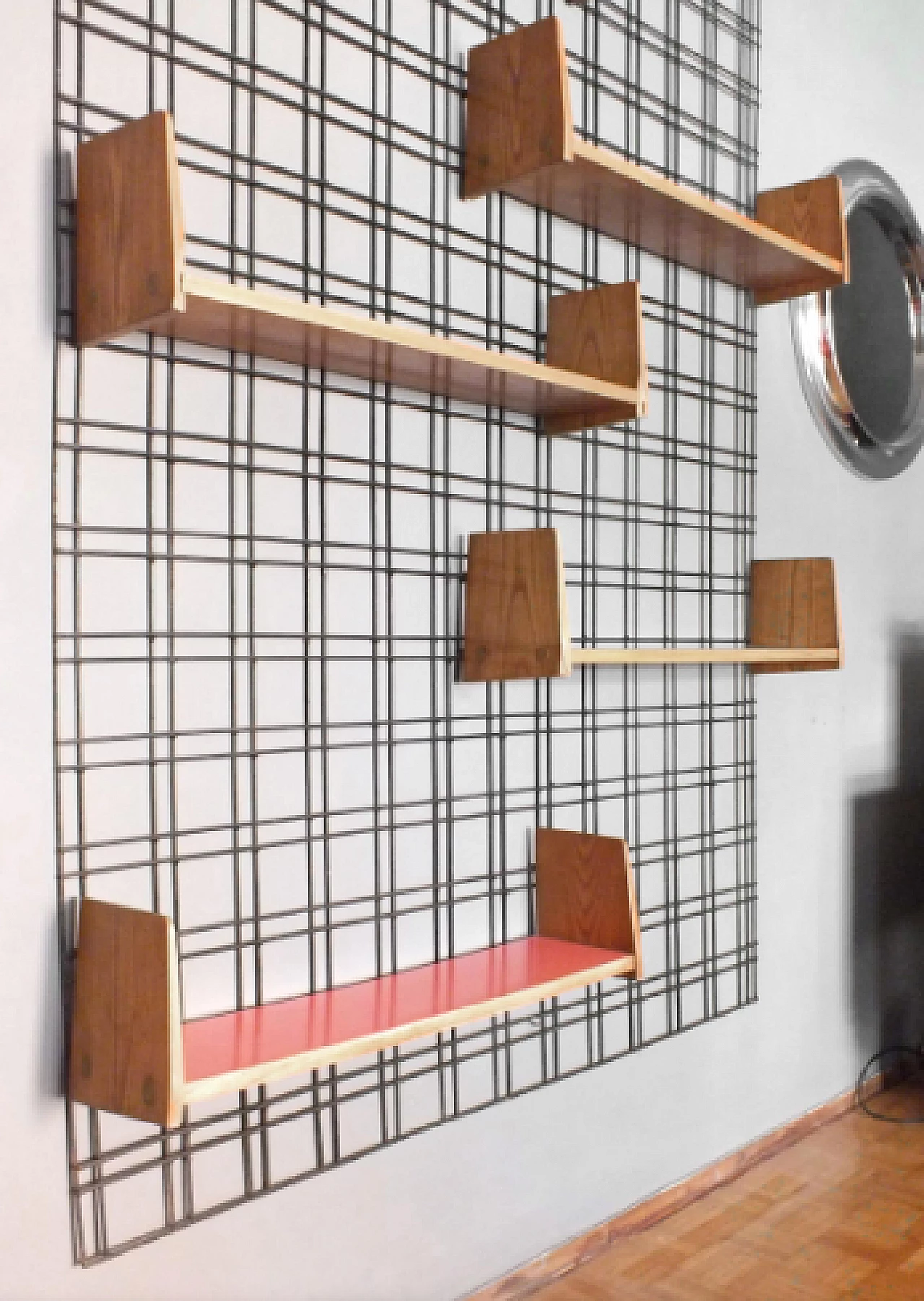 Iron bookcase with walnut shelves by Gio Ponti for PFR Studio, 1950s 5