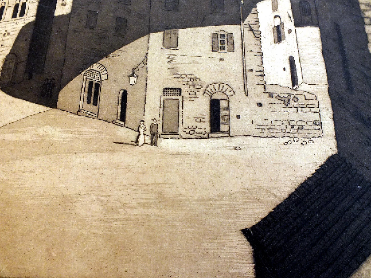 Sir Claude Francis Barry, towers of San Gimignano, aquatint, 1930s 3