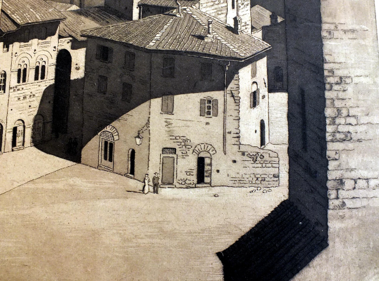 Sir Claude Francis Barry, towers of San Gimignano, aquatint, 1930s 4