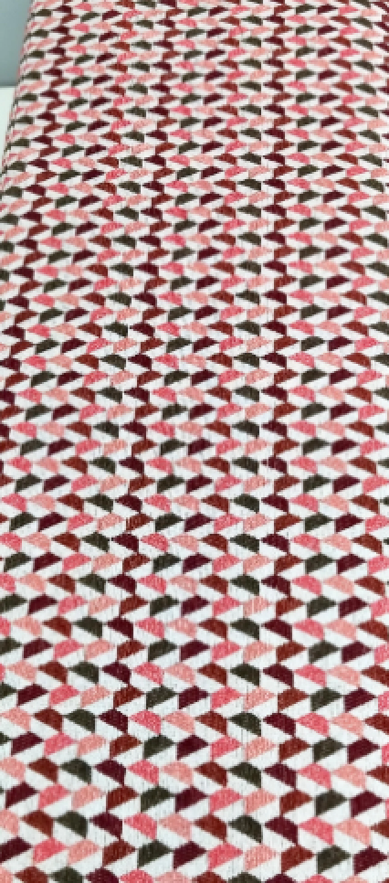Coppia di panche in faggio ebanizzato e tessuto a fantasia geometrica, anni '50 12