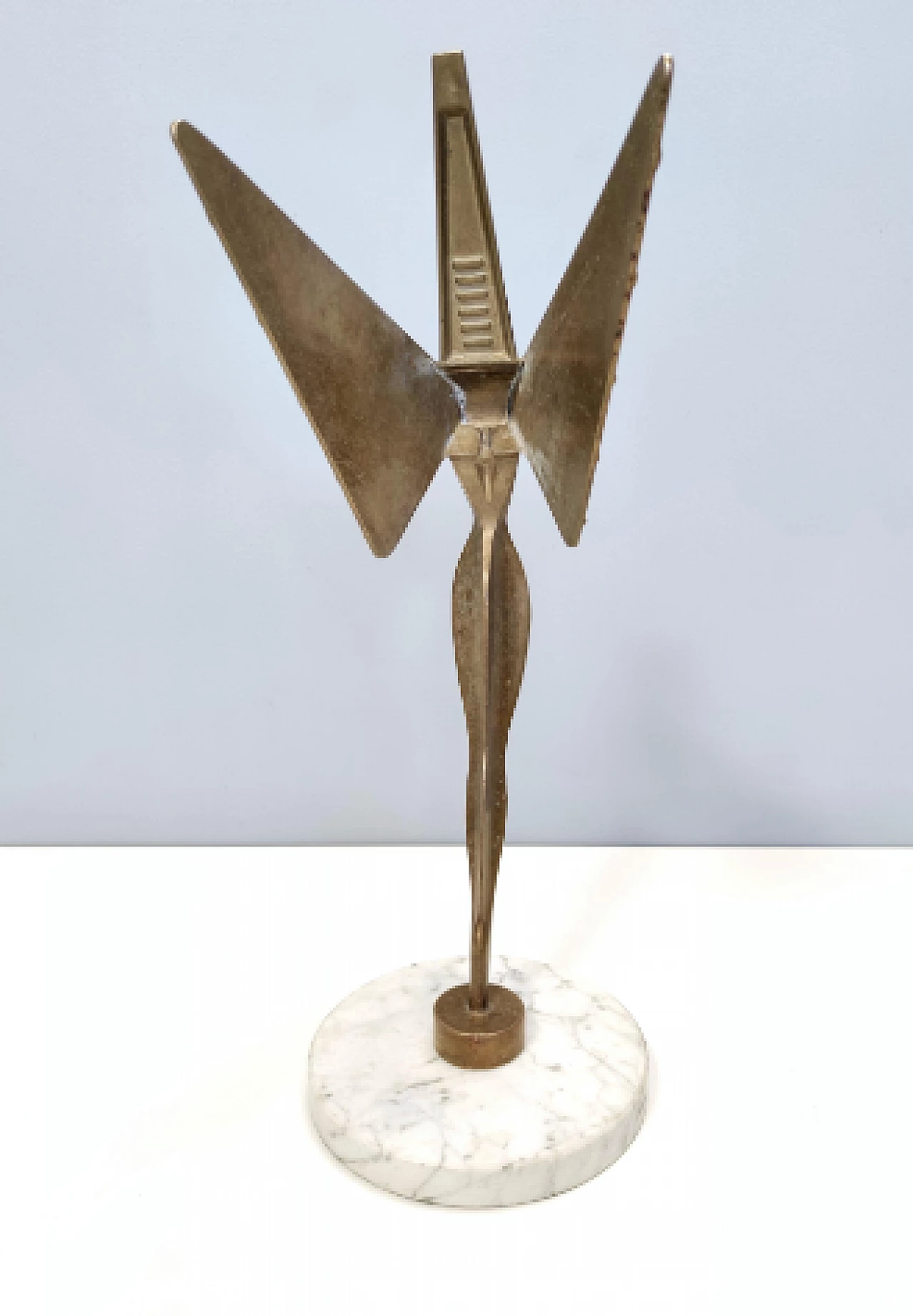Brass Winged Victory sculpture with marble base, 1950s 4