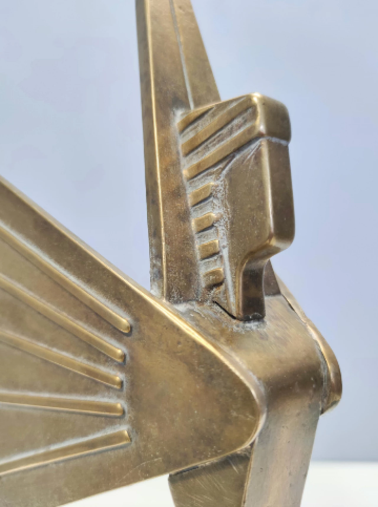 Brass Winged Victory sculpture with marble base, 1950s 11