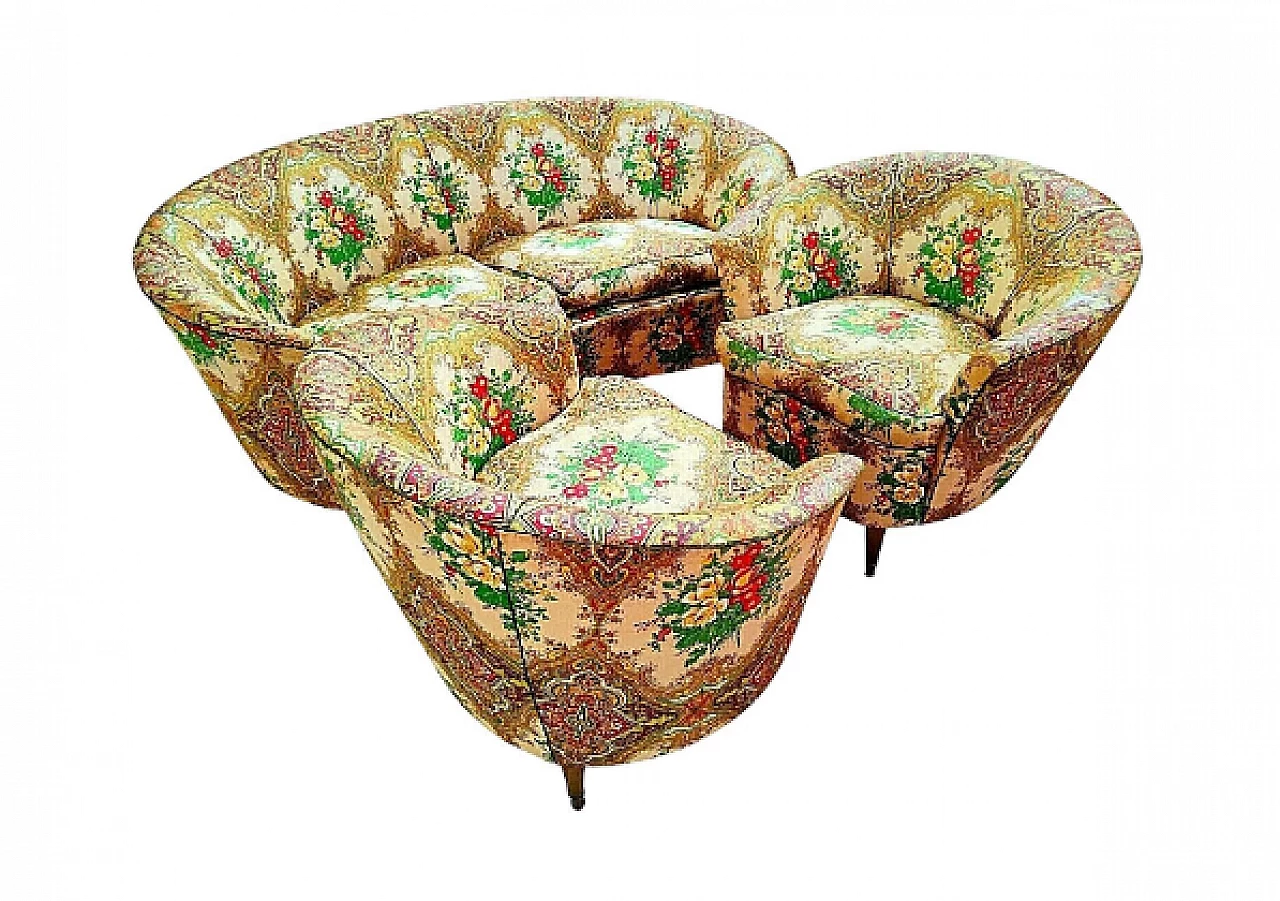 Coppia di poltrone e divano di Gio Ponti per Casa & Giardino, anni '40 1