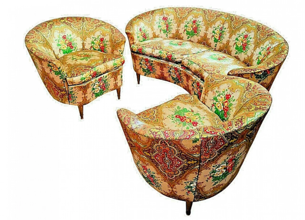 Coppia di poltrone e divano di Gio Ponti per Casa & Giardino, anni '40 8