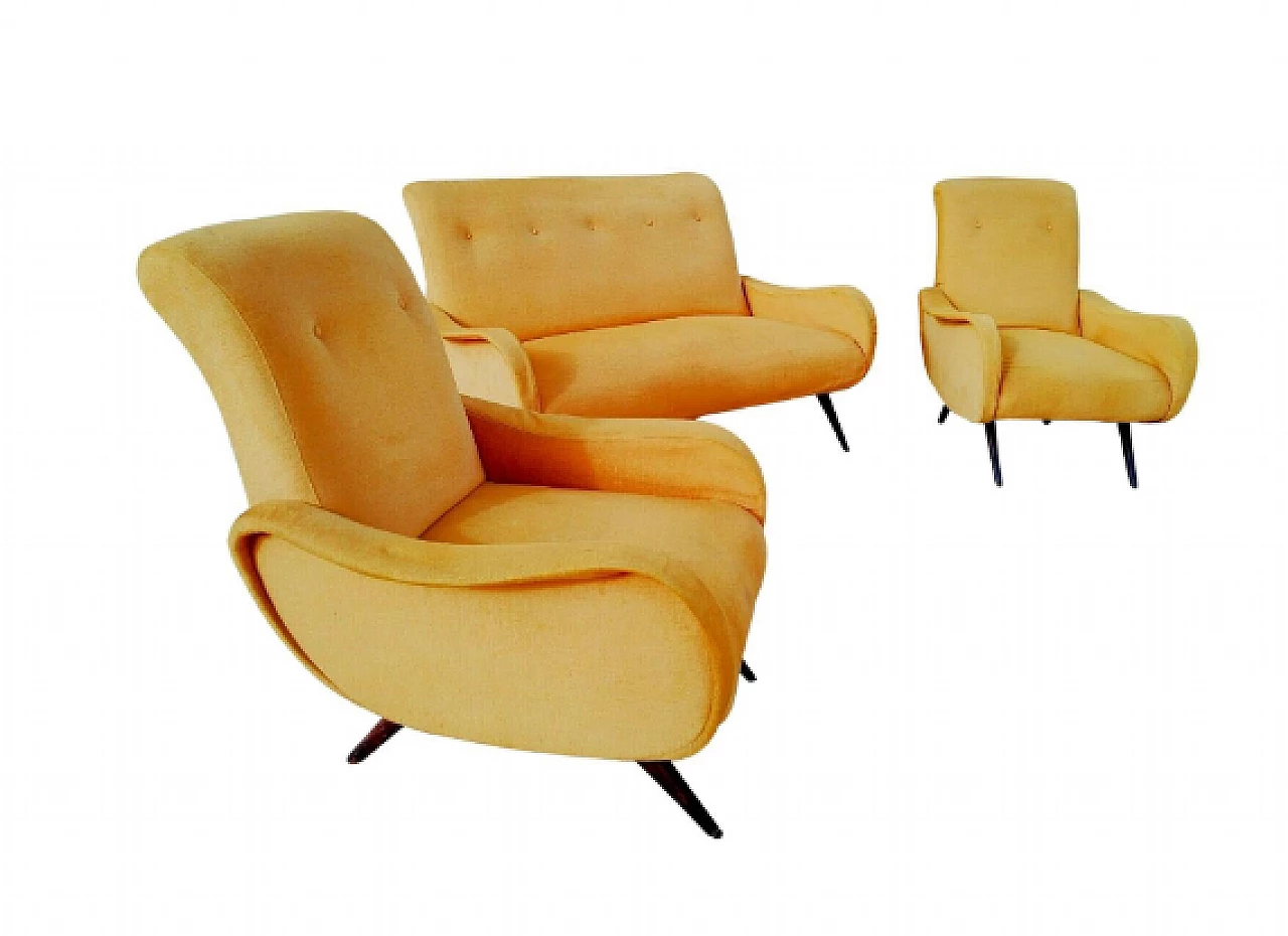 Coppia di poltrone e divano nello stile di Marco Zanuso, anni '60 1