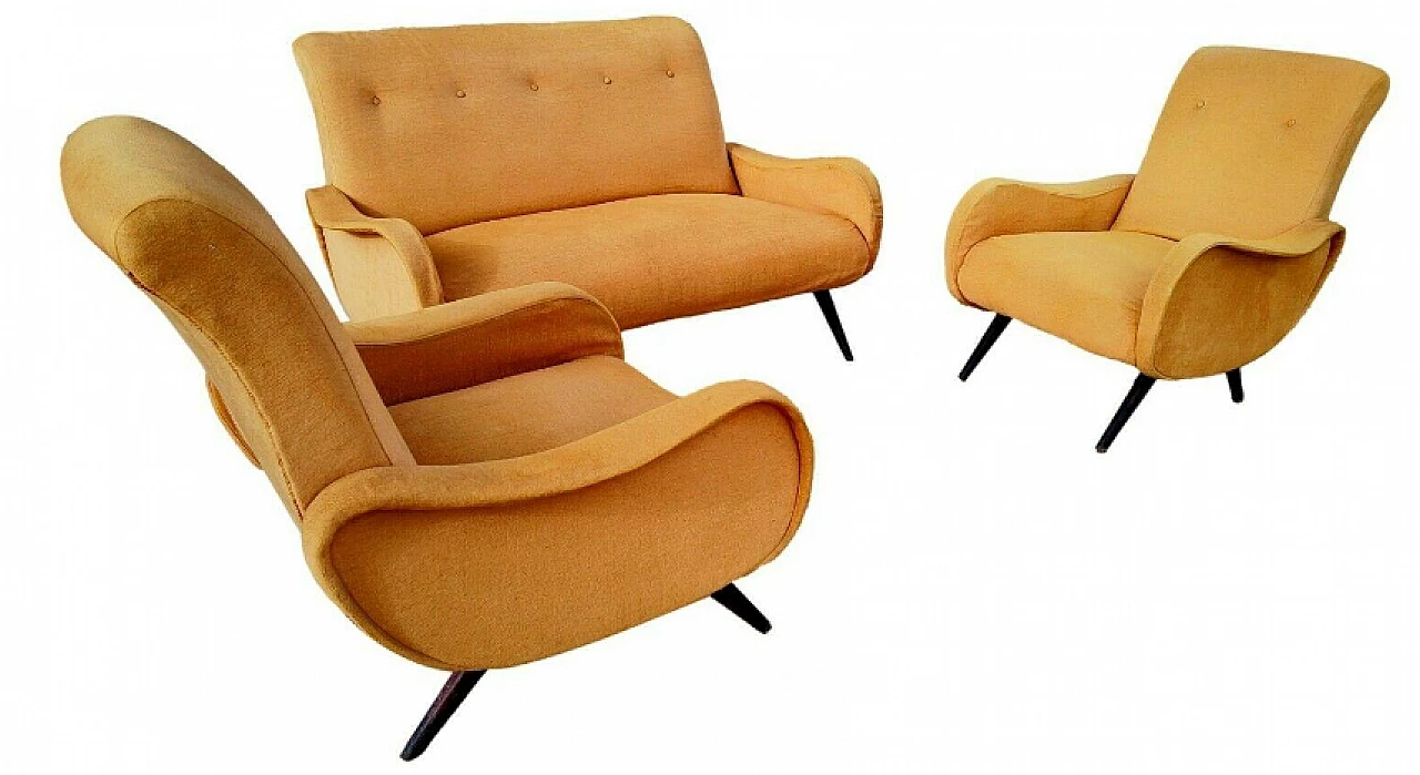 Coppia di poltrone e divano nello stile di Marco Zanuso, anni '60 2