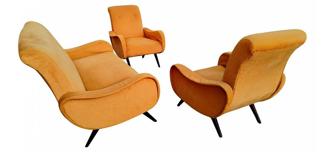 Pair of armchairs and sofa in the style of Marco Zanuso, 1960s 3