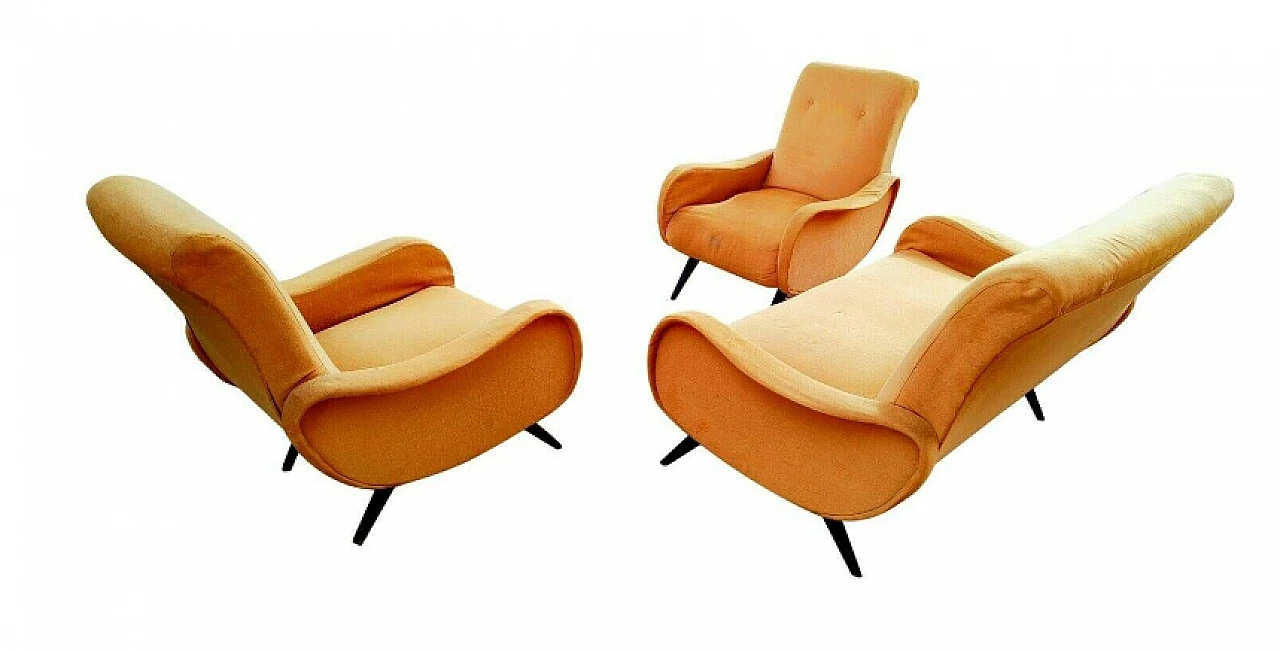 Pair of armchairs and sofa in the style of Marco Zanuso, 1960s 4