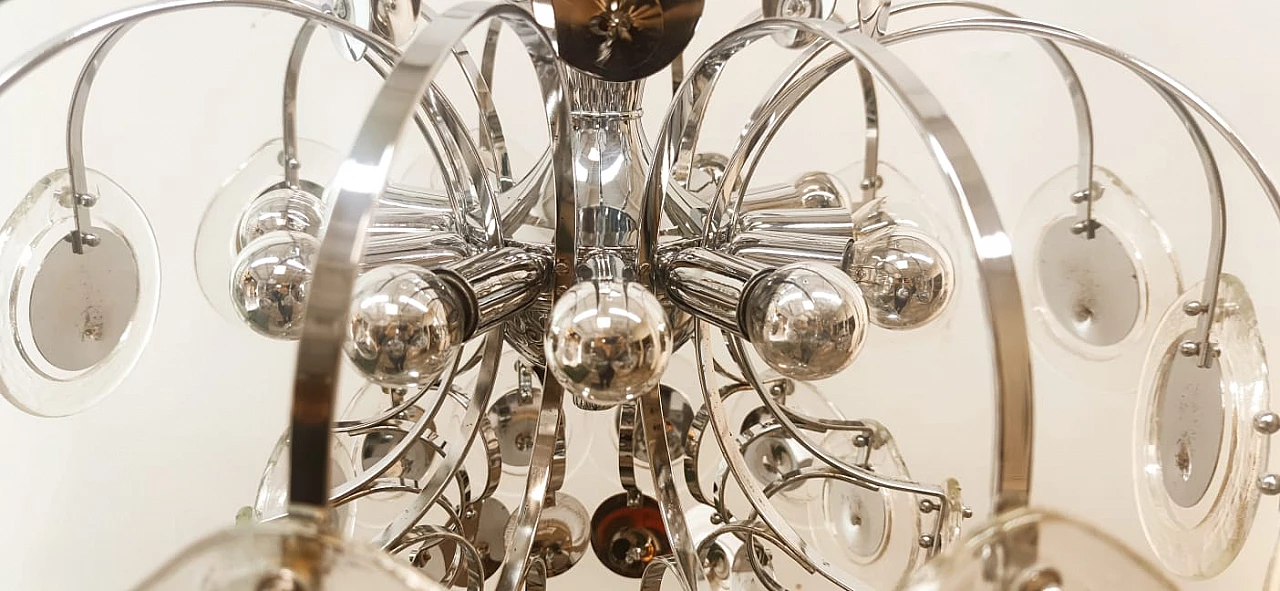 Steel and Murano glass 12-light chandelier by Sciolari, 1960s 5
