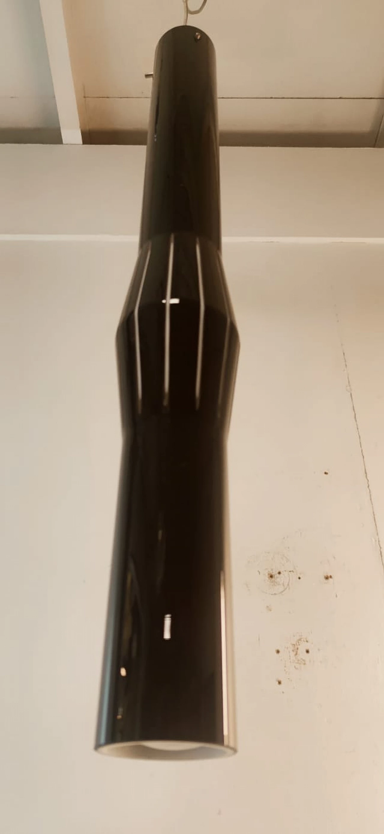 Pair of black Murano glass hanging lamps, 1980s 2