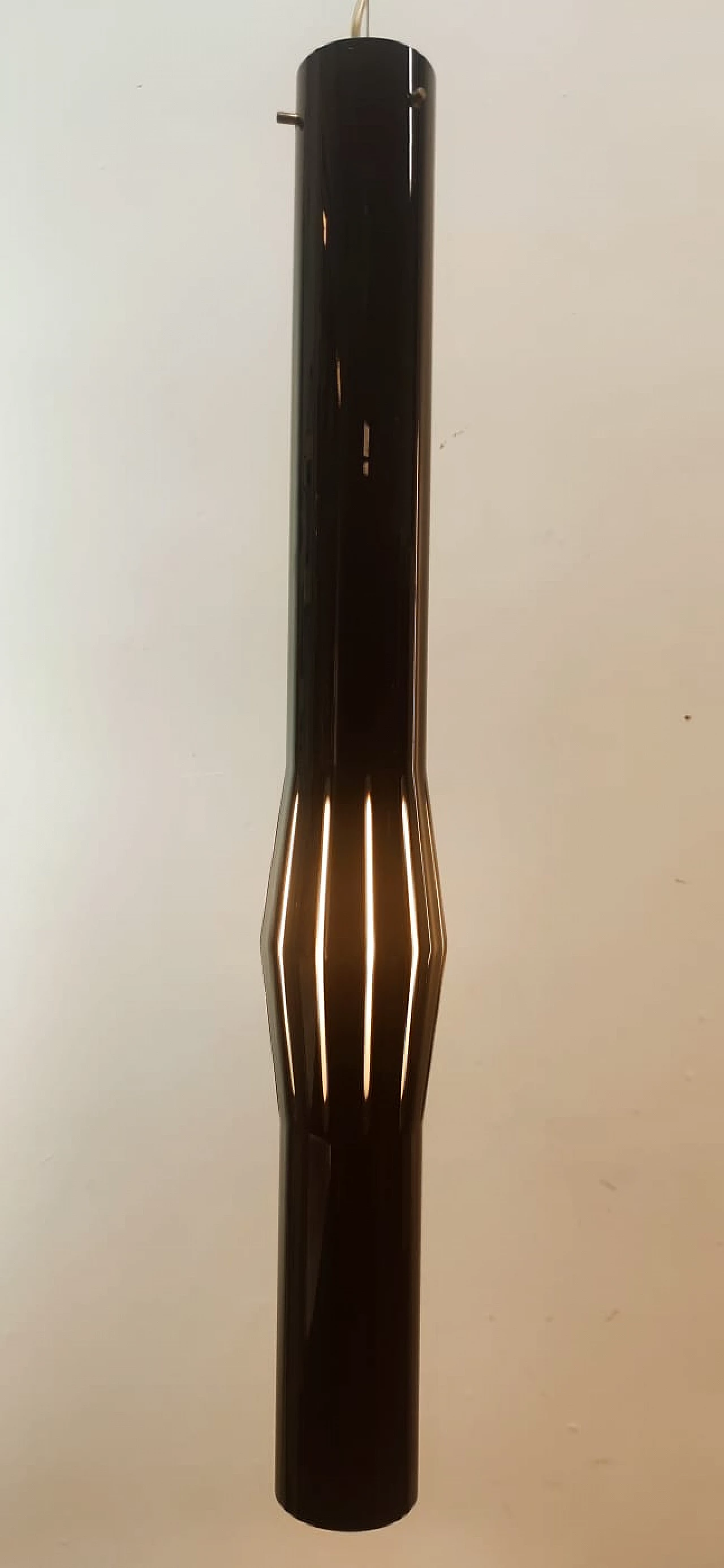 Pair of black Murano glass hanging lamps, 1980s 7