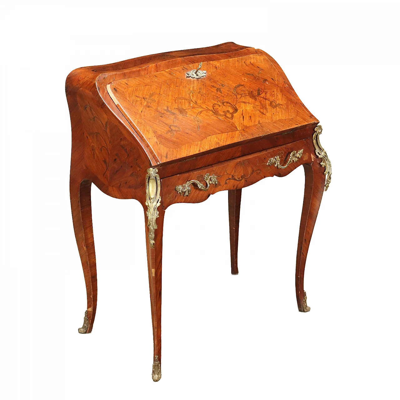 Louis XV style inlaid wood flap desk, early 20th century 1