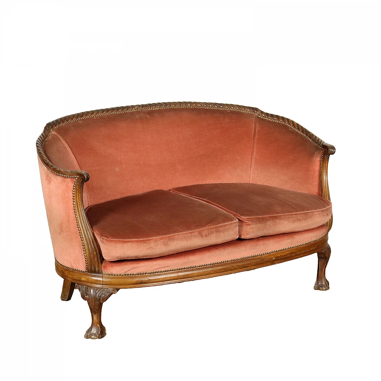 Walnut Art Nouveau sofa, early 1900s 1