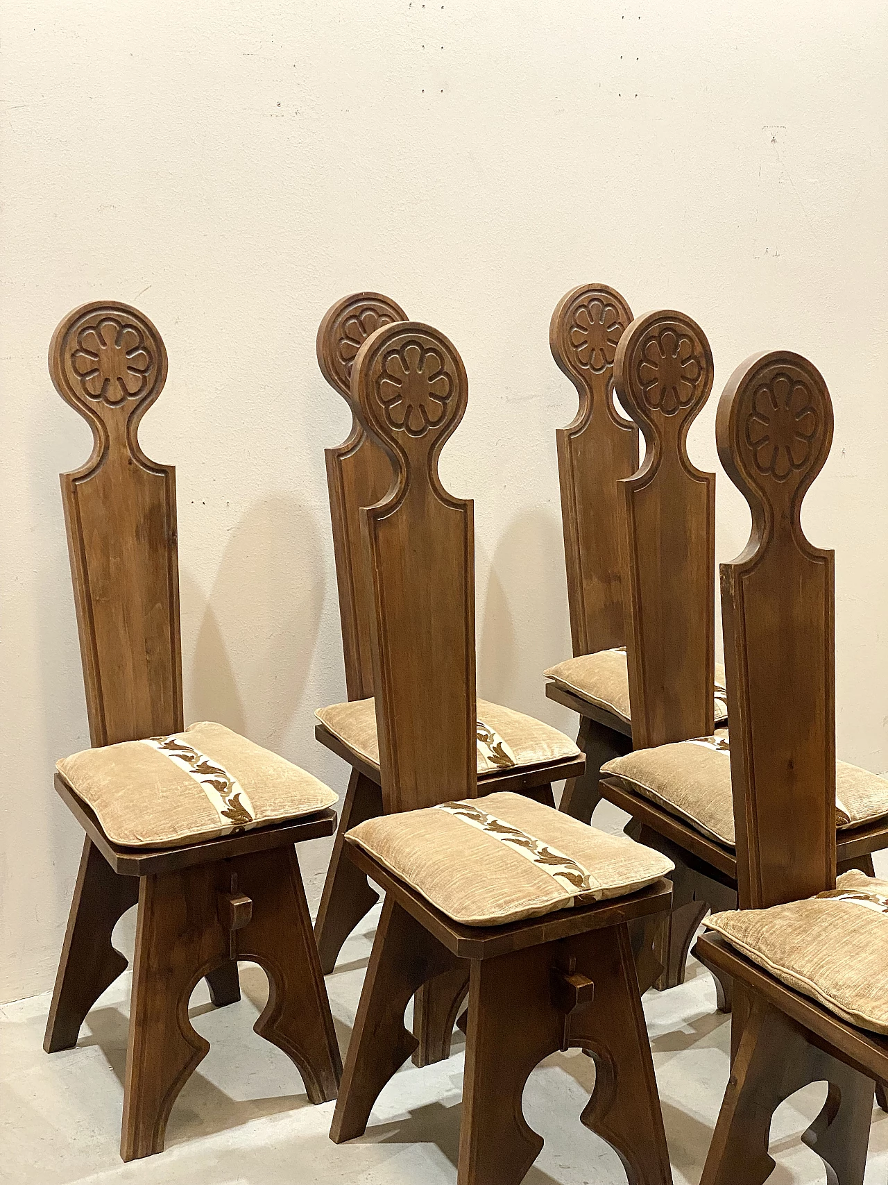 6 Walnut chairs, 1960s 1