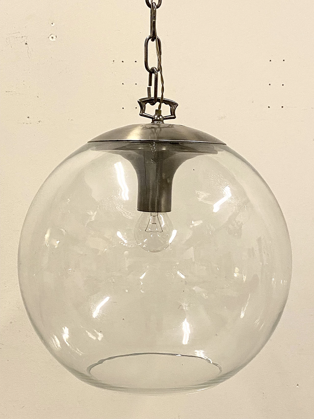 Steel and glass hanging lamp by Luigi Caccia Dominioni, 1960s 3