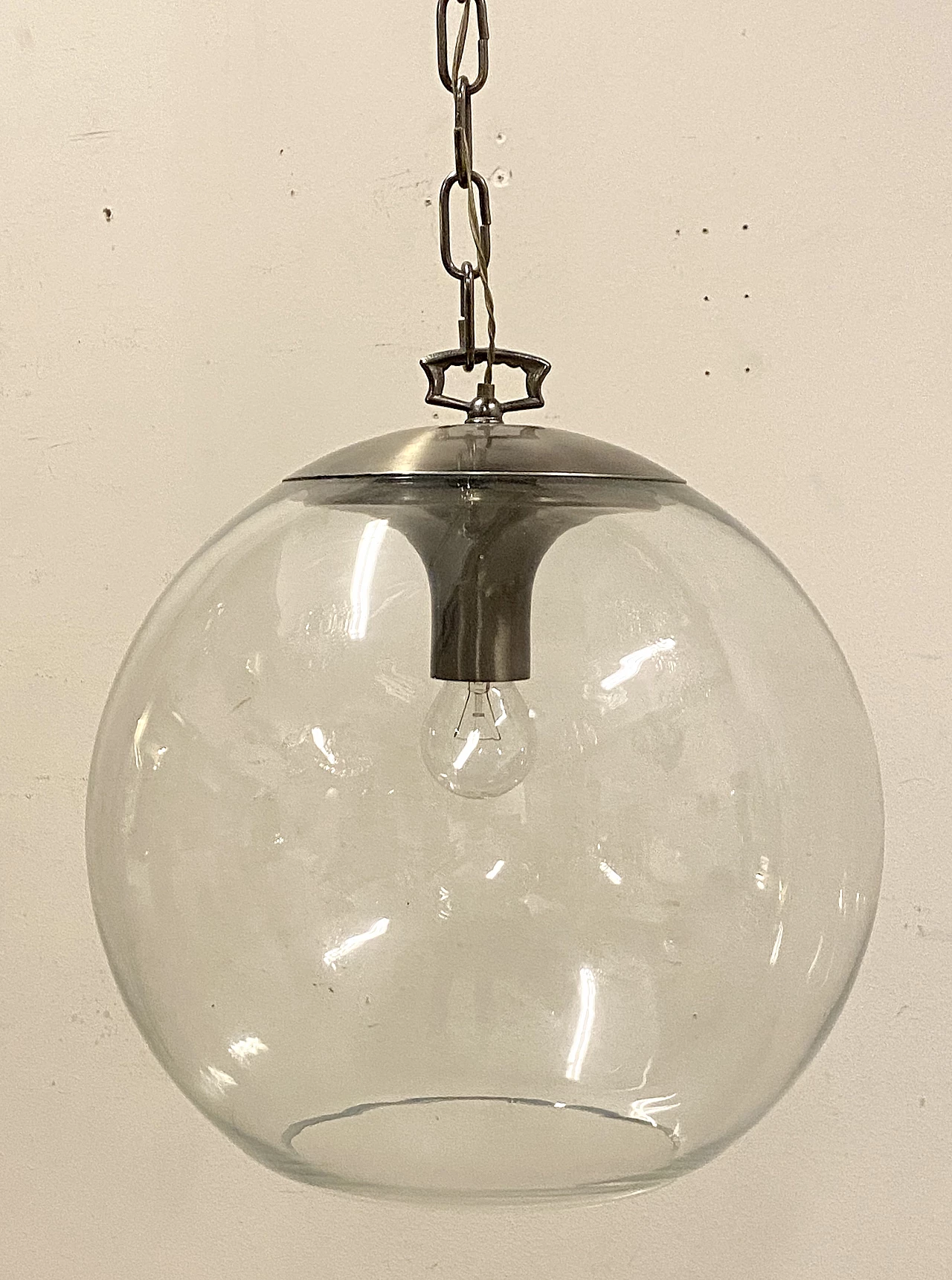 Steel and glass hanging lamp by Luigi Caccia Dominioni, 1960s 7