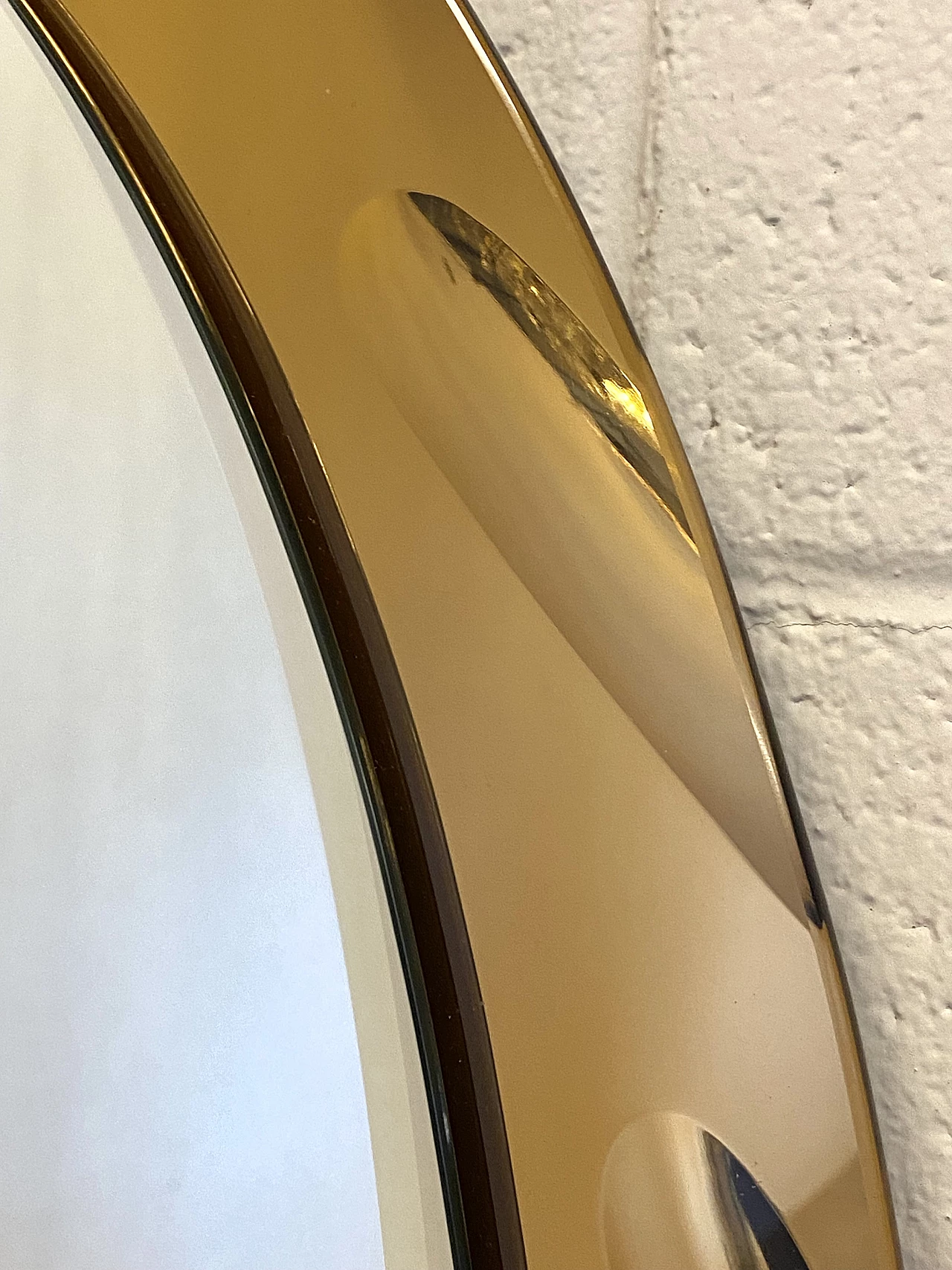 Oval amber glass mirror by Cristal Art, 1970s 5