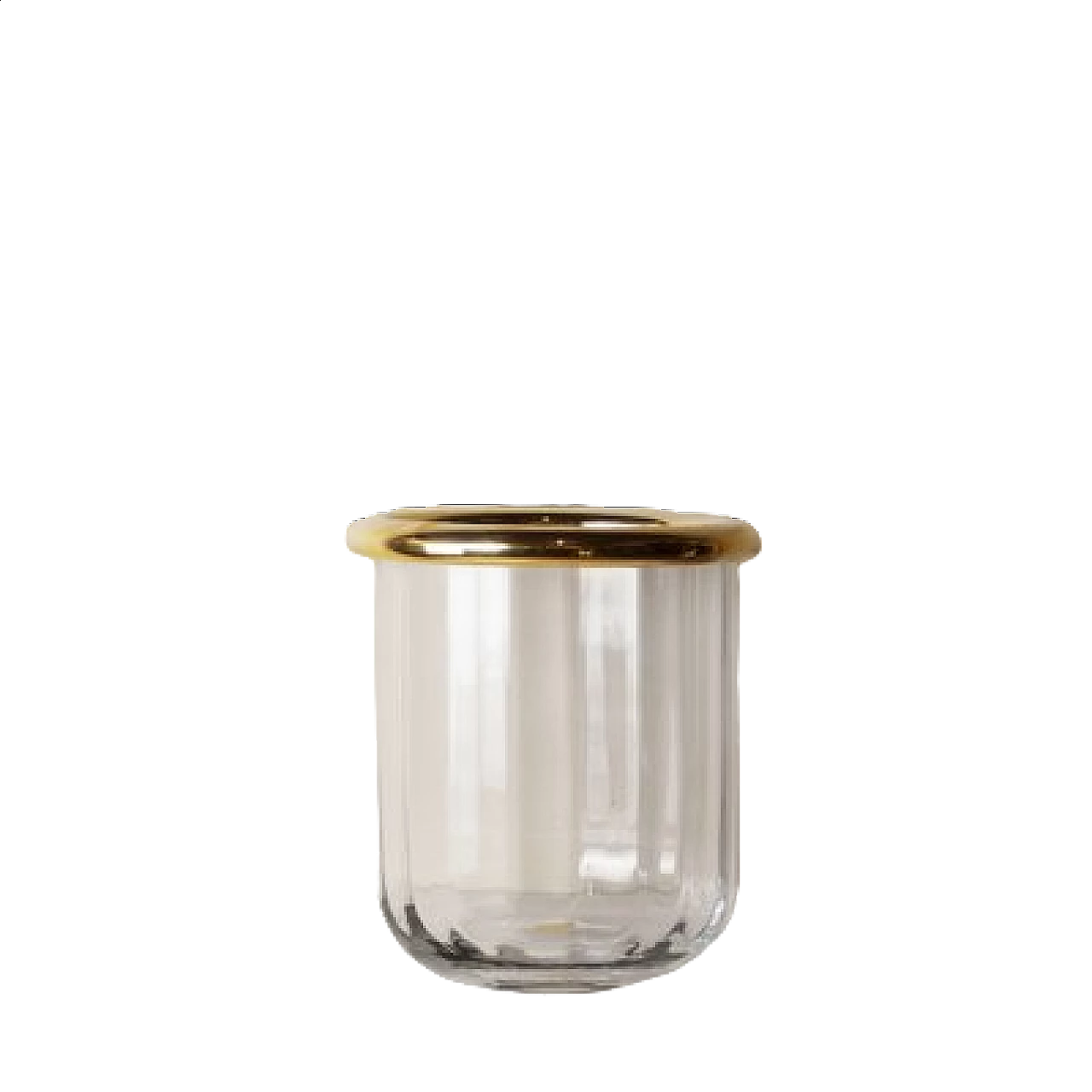 Carved crystal ice bucket with brass fittings, 1960s 6