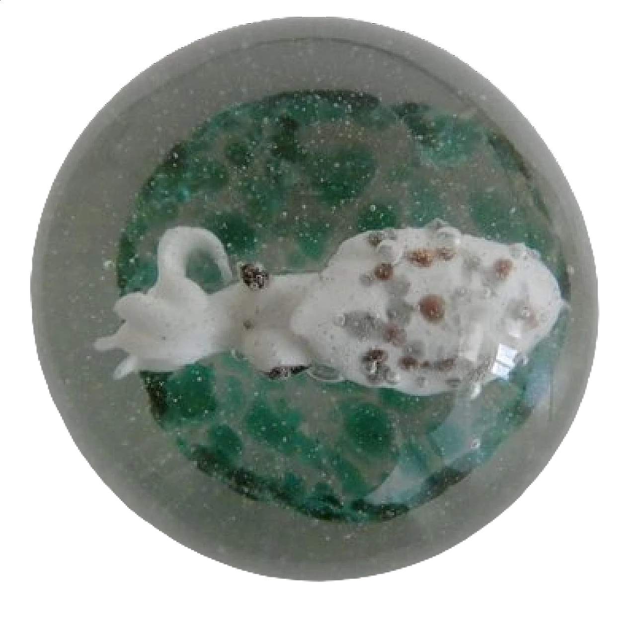 Fermacarte in vetro di Murano con calamaro bianco, anni '50 11