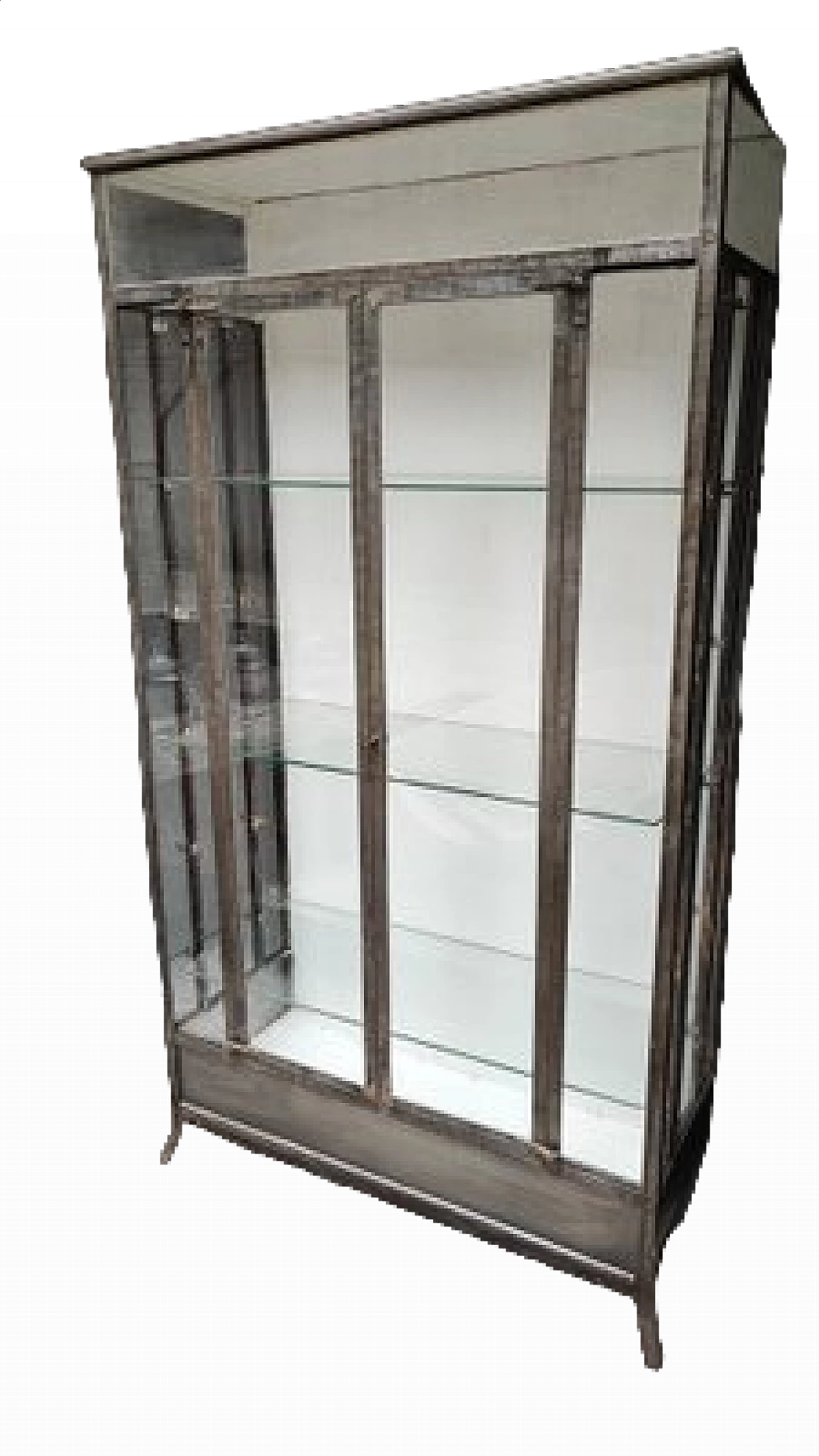 Vetrina francese da negozio in metallo e vetro, anni '40 12